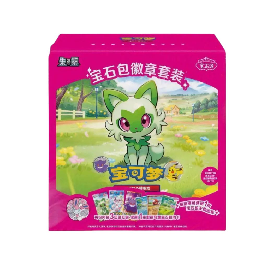 Chinese Pokemon Gem Pack Badge Set Box