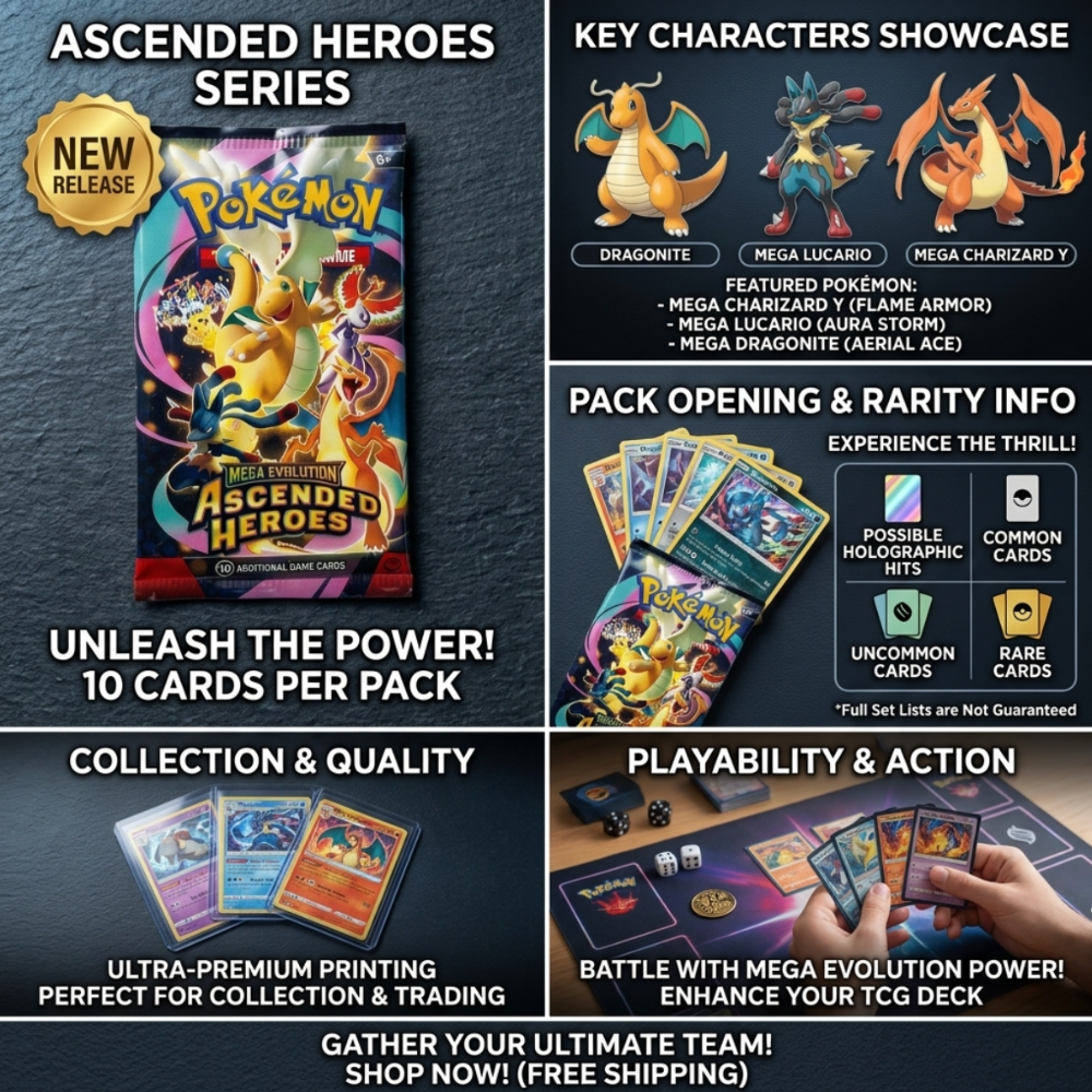 Pokémon Mega Evolution Ascended Heroes Card Pack – 10 Random Pokémon Cards - Image 4